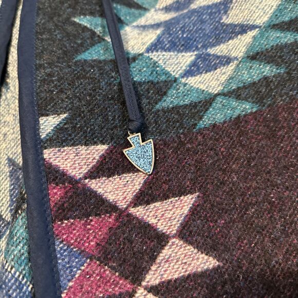 EUC Vintage Pendleton Unisex  Western Aztec Wool Long COAT Jacket RARE Teal Blue - Picture 5 of 11